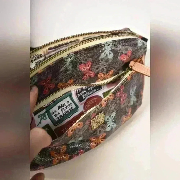 ANNA SUI Grey Orange Blue Spring Butterfly  Print Faux Snakeskin Zipped Belt Bag - Picture 7 of 11